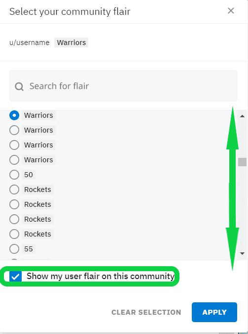show your user flair on this community